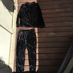 Velvet top and bottom set